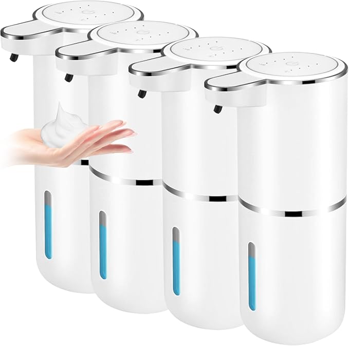 4 Pack Automatic Soap Dispensers, 12.8oz/380ml USB Touchless Automatic Foaming by VZZNN