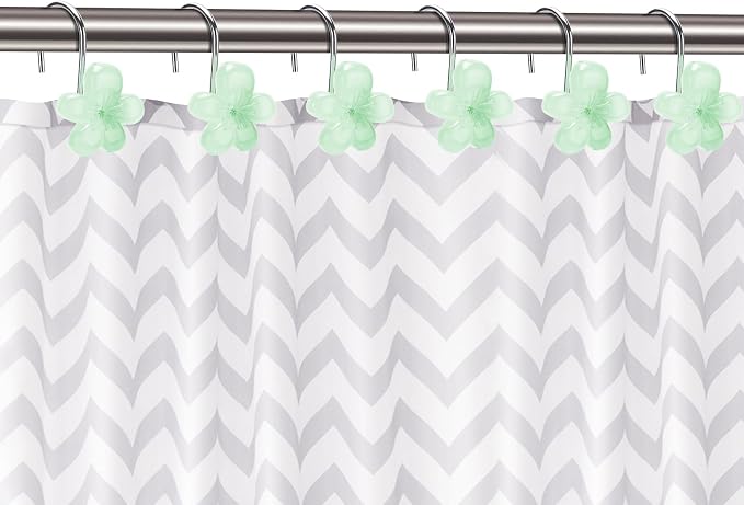 Cute Flower Shower Curtain Hooks, Glow in The Dark, Pretty Floral Themed - Image 3