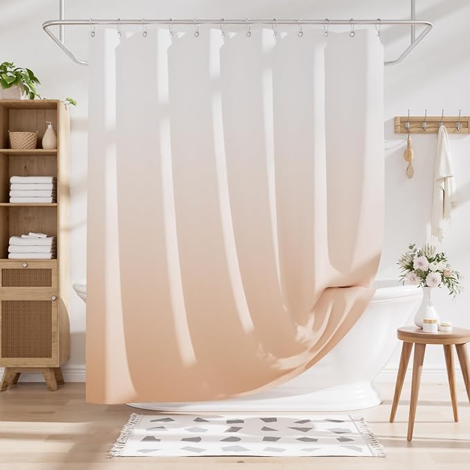 AmazerBath Fabric Shower Curtain, Cloth Khaki Shower Curtain Set - Image 8