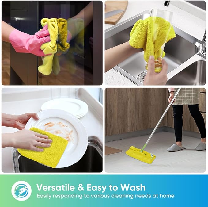 HOMEXCEL Yellow Microfiber Cleaning Cloth, 24 Pack Premium Microfiber Towels - Image 4