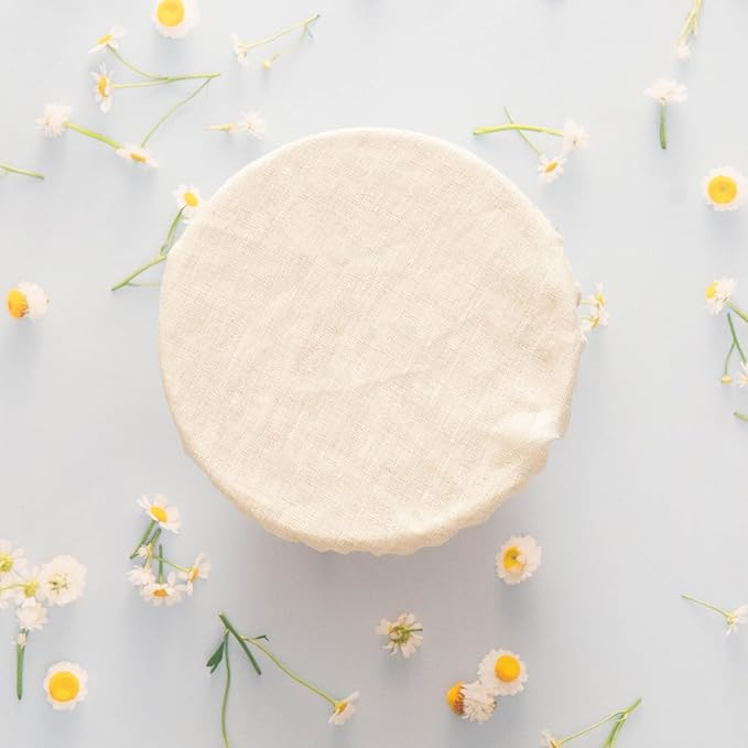 3 Pack 15CM 100% Pure Linen Bowl Covers, Elastic Organic Bowl Cover Lids, 100% Natural Organic Linen,Unbleached,Perfect for Soup Bowls, and Cereal Bowls