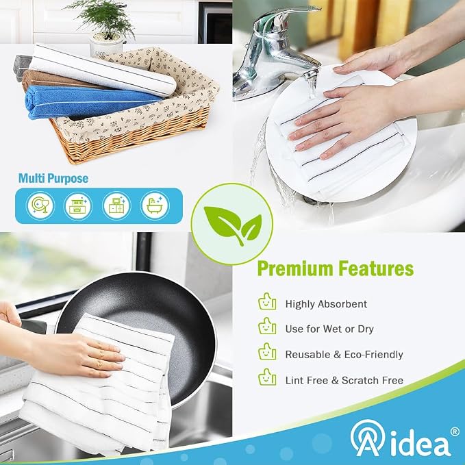 AIDEA Microfiber Kitchen Towels-8PK, Super Soft and Absorbent Dish Towels - Image 6