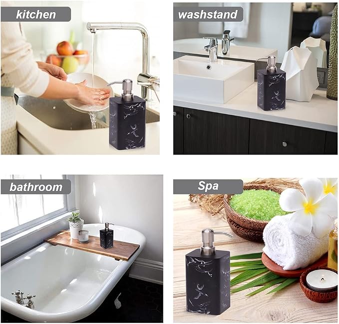 Soap Dispenser, 15 Oz with with Brushed Nickel Pump, Refillable Liquid Square - Image 2