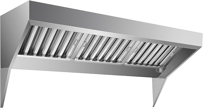 6FT Stainless Steel Commercial Exhaust Hood with 3 Removable u-Shaped Oil Filter Mesh, Rust-Resistant Ventilation Hood for Food Truck, Concession Trailer, and Restaurant Kitchen
