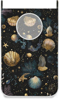 Shell Starfish Black Hanging Laundry Hamper Door Hampers Bag Basket by Tatenale