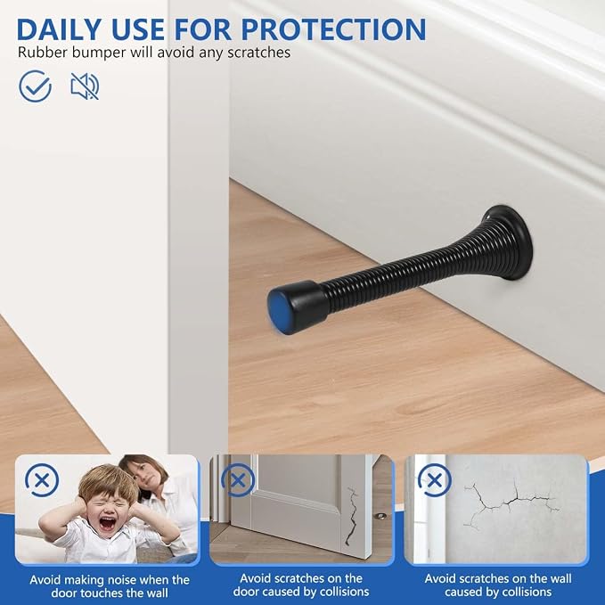 KISEER 12 Pack Spring Door Stops 3 1/4 Inch Flexible Heavy Duty Spring Door - Image 4