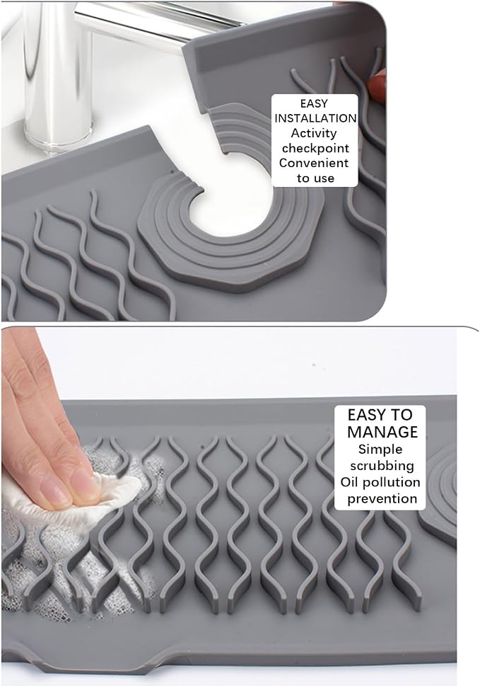 24 Inch Faucet Mat for Kitchen Sink Silicone Sink Splash Guard 5° Slope Faucet - Image 4