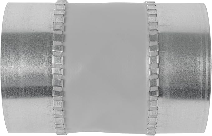 Vent Systems 4" Inch Flexible Vibration-Reducing Female Fit Duct Connector – Galvanized Steel Coupling for Joining Two Male Duct Fittings – HVAC Ventilation Inline Noise-Reducing Coupler