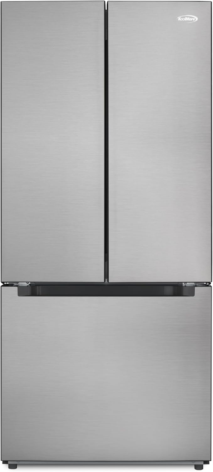 KoolMore 30-Inch and 18.5 cu. ft. Counter Depth French Door Refrigerator with Three Doors and Deep Freezer in Stainless-Steel (KM-RERFDSS-18C)