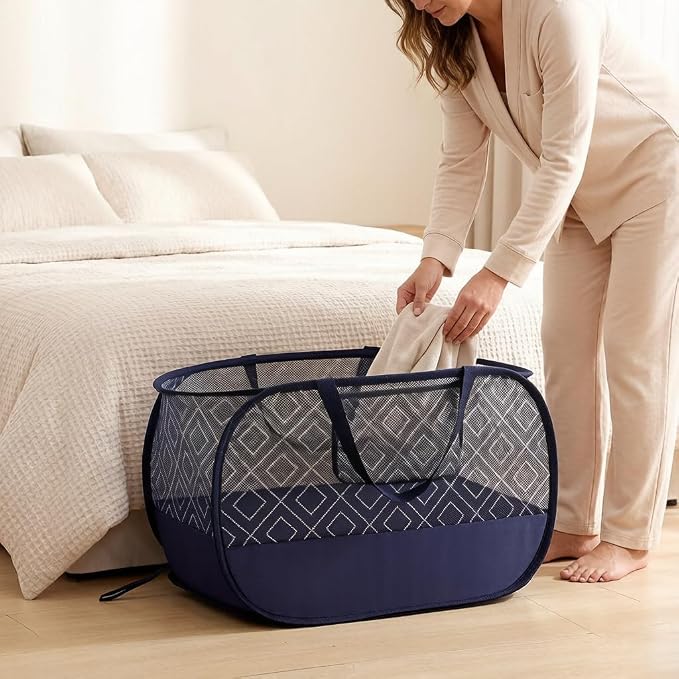 100L Extra Large Mesh Pop Up Laundry Hamper 2 Pack - Image 6
