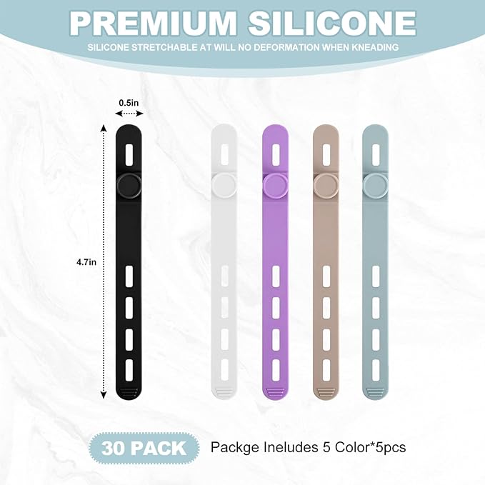 30 Pcs Cable Ties ，Silicone Cable Ties, Reusable Cord Organizer - Image 7