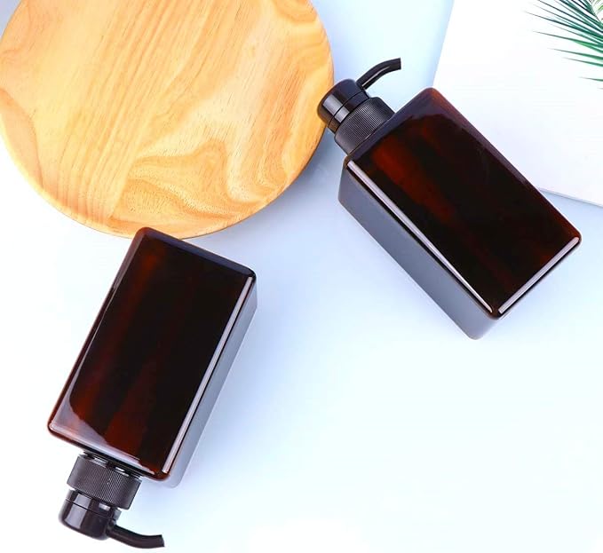 Plastic Pump Bottle Refillable Lotion Soap Dispenser 15oz Amber 2 Pack | Sturdy - Image 7