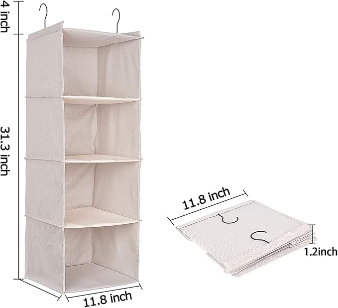 Hanging Closet Organizer 4-Tier, Oxford Wardrobe Storage, shoes & accessories; - Image 3