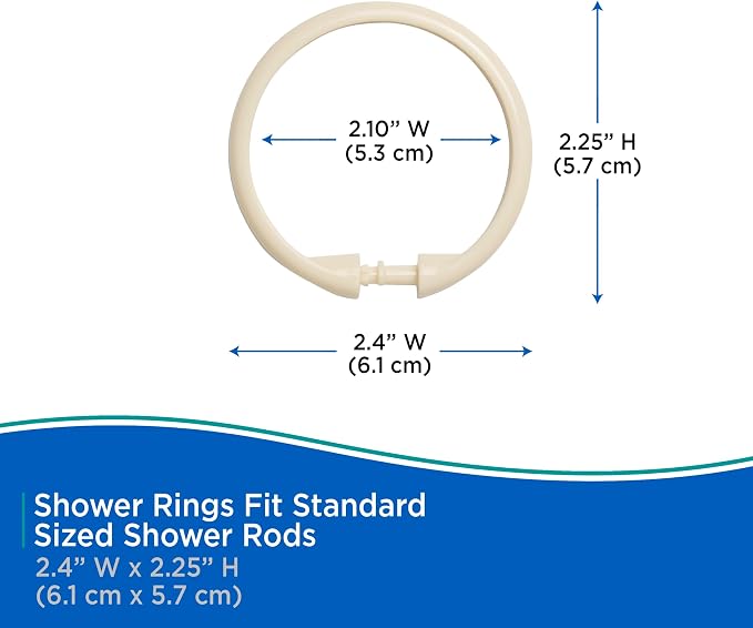 Kenney - Shower Curtain Rings, Rust-Proof Plastic Hooks - Image 7