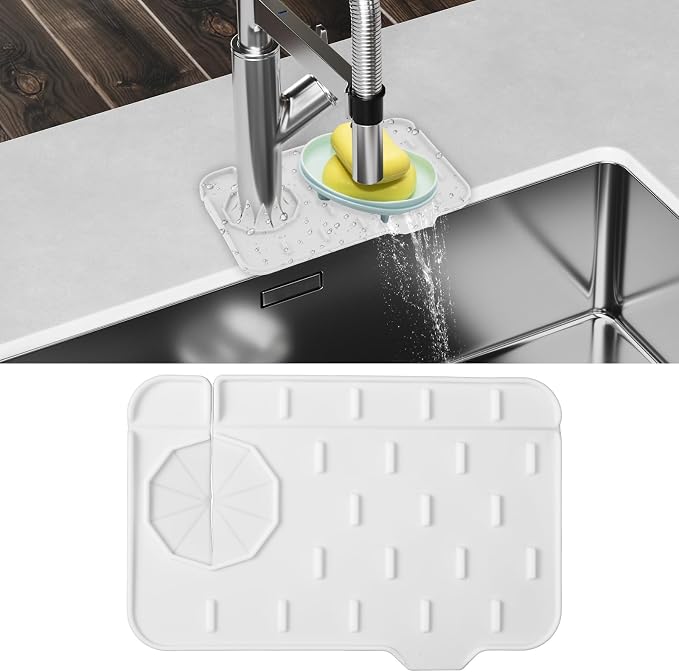 Dimeho Sink Faucet Splash Guard Mat Silicone Soap Dish Pad Small Faucet Handle - Image 7