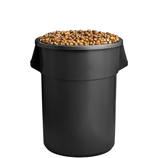 PRO&Family Commercial Round Trash Can, Ingredient Bin, Heavy-Duty Plastic, Anti-Static, Kitchen, Office, Outdoor Use (Black, 55 Gallon)