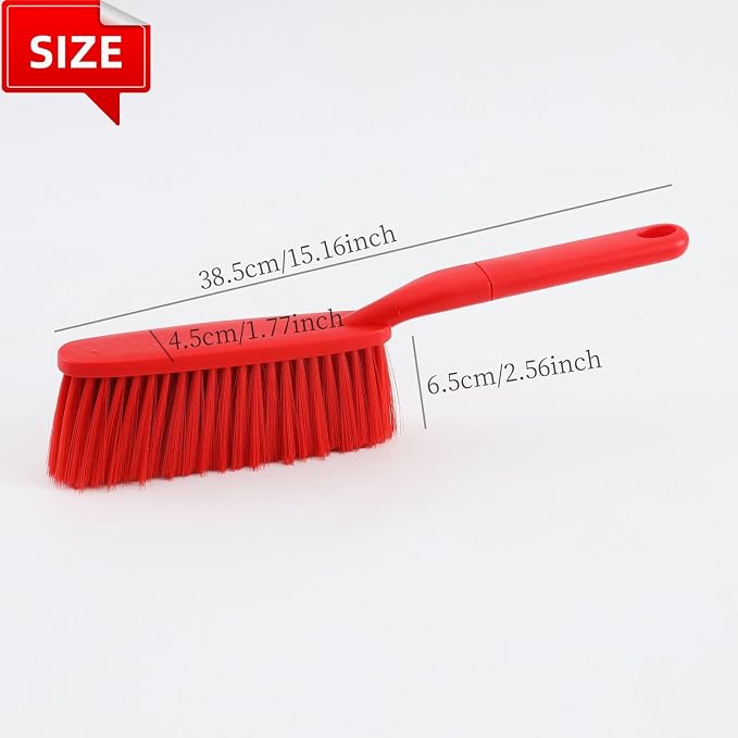 15" Red Soft Brist. Hand Broom Brush Bed Sofa Counter Hair Clear | Soft bristle - Image 3