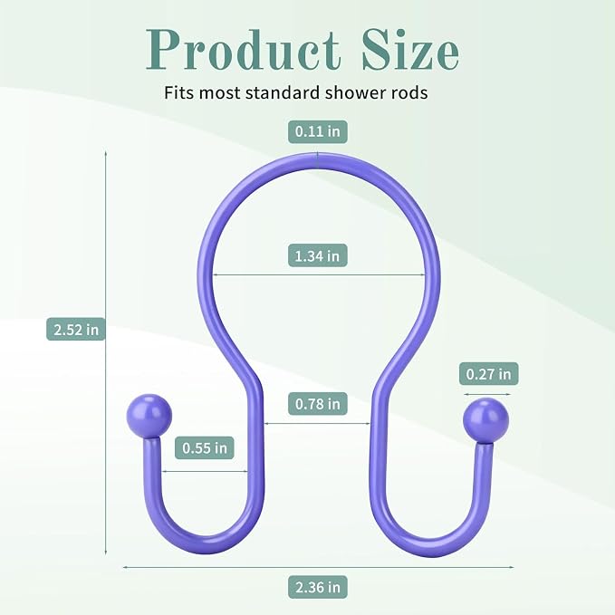 Shower Curtain Hooks, Stainless Steel Shower Curtain Hangers, Metal Shower - Image 5