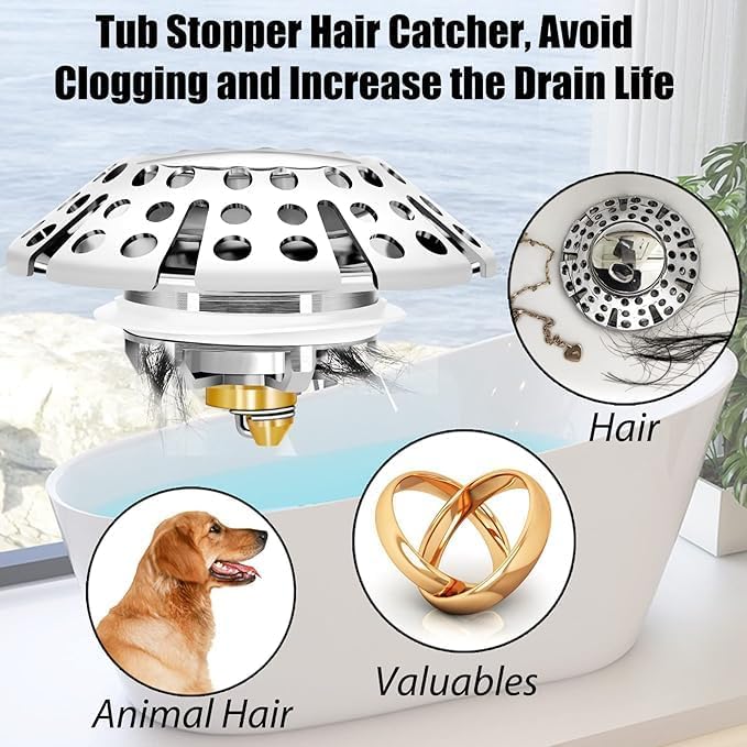 Anlige Bathtub Drain Stopper, Pop Up Tub Stopper - Image 2