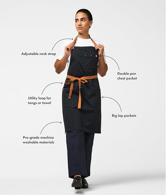 hedley & bennett Essential Apron - Heavy-Duty Denim Kitchen Apron with Pockets & Towel Loop - Professional Chef Workwear for Cooking & Grilling - Georgia Blue