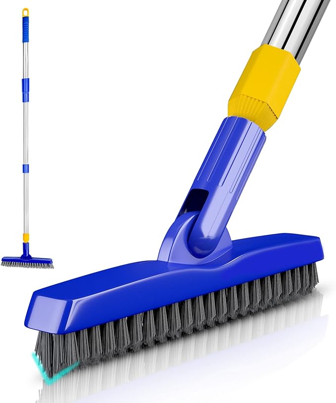 Grout Brush with Long Adjustable Handle, Swivel Scrub Brush, V-Shape Grout Line by ITTAR