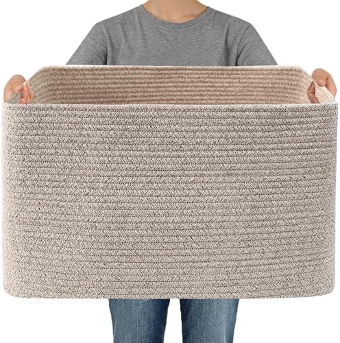 JMvicyroam 96L Large Woven Cotton Rope Blanket Basket by JMvicyroam