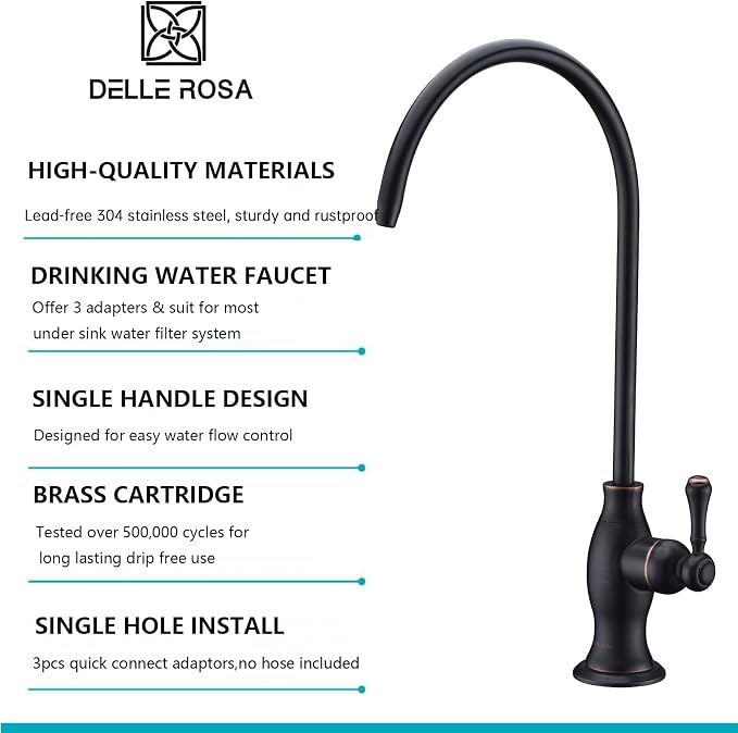 Delle Rosa Drinking Water Faucet, Stainless Steel Kitchen Water Filter Faucet - Image 2