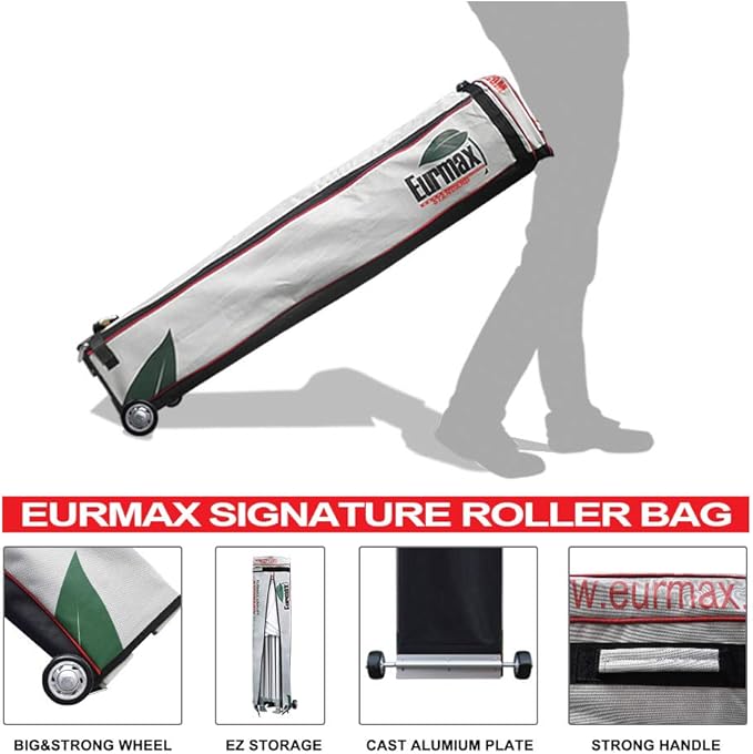 Eurmax USA Standard 10'x15' Patio Pop Up Canopy Tent Commercial Instant Canopies with Heavy Duty Roller Bag,Bonus 4 Sand Weights Bags (Burgundy)
