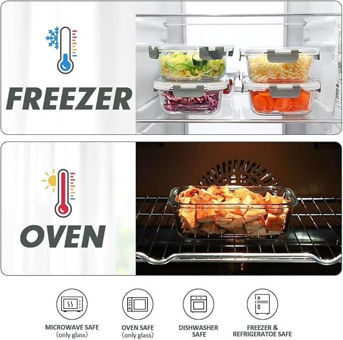 VERONES 12 Packs Glass Food Storage Containers Set - Image 4