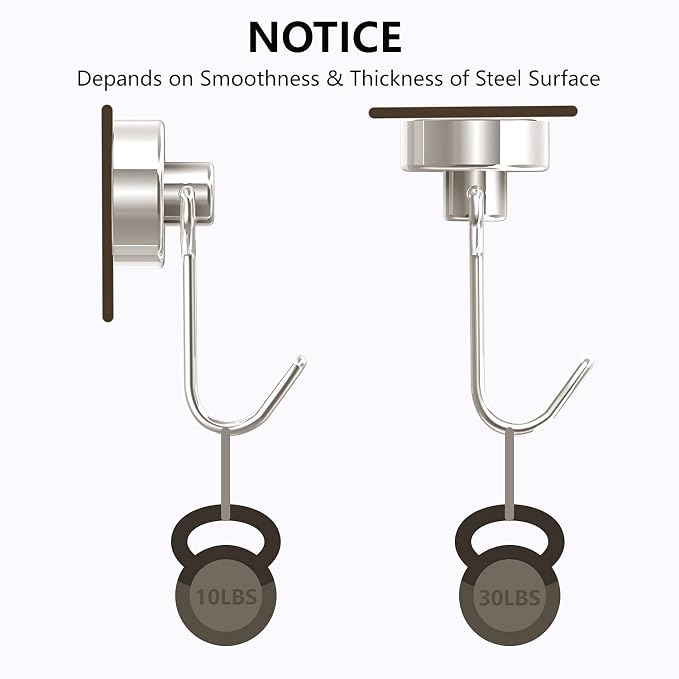 Tohoer Magnetic Hooks, Neodymium Magnets Hook Heavy Duty 30LBS - Image 2