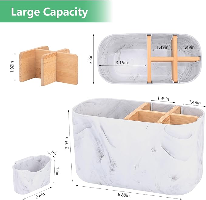 GFWARE Marble Toothbrush Holder, Bathroom Storage Organizer - Image 6