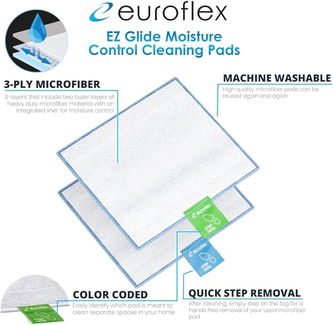 Euroflex Vapour Premium Steam Mop 9-Piece Set with Ultra Dry Steam; Consumer Reports Recommended; Commercial Grade 295°F & 50 PSI; Invented in Italy; Kills 99.9% Germs & Viruses; 5 Year Warranty