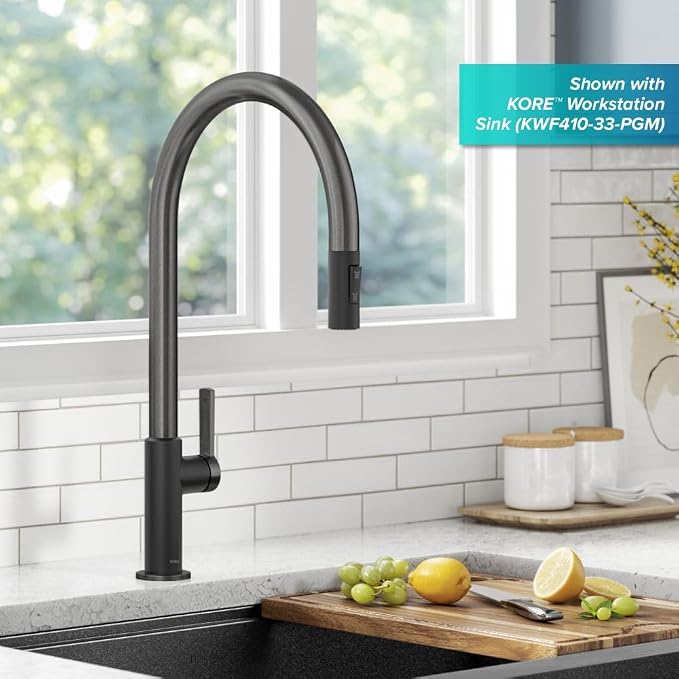 KRAUS Oletto High-Arc Single Handle Pull-Down Kitchen Faucet in Matte - Image 4