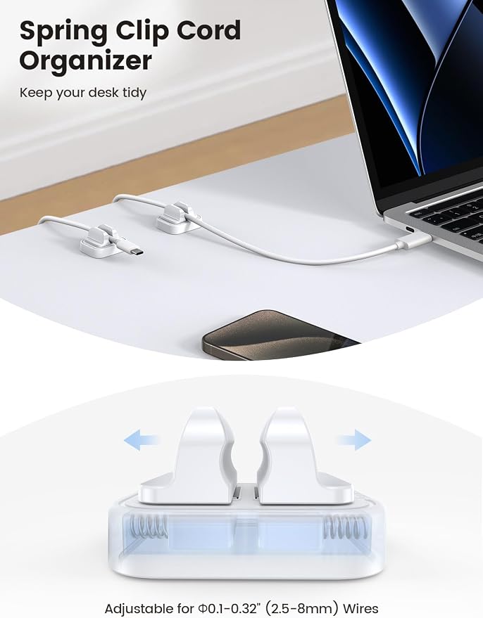 10Pack Cable Spring Holder Clips, Cord Organizer - Image 2