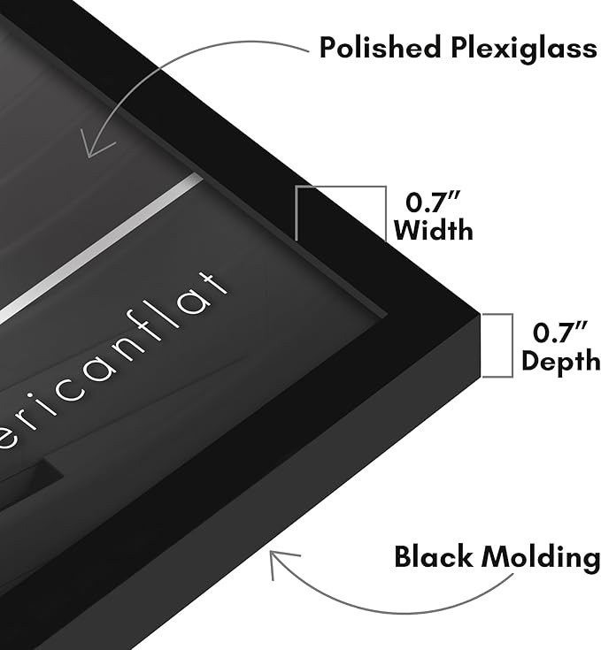 Americanflat 18x18 Picture Frame with Polished Plexiglass - Streamline Collection - Thin Border Square Frame for Wall Display - Hanging Hardware Included - Black