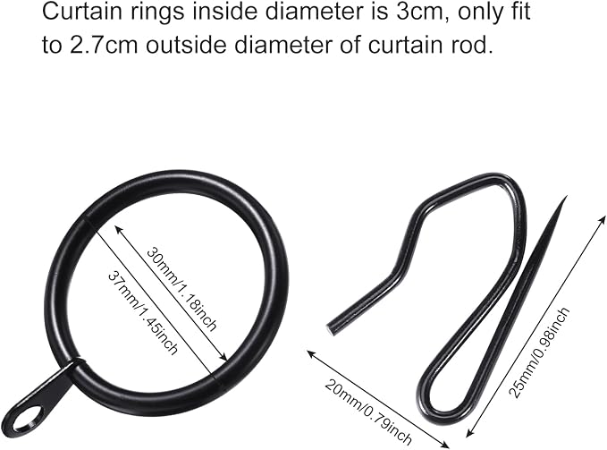 Hotop 60 Pcs 1.26 Inch Curtain Ring and 60 Pcs Pin Hook, Oil-Rubbed Bronze | - Image 2