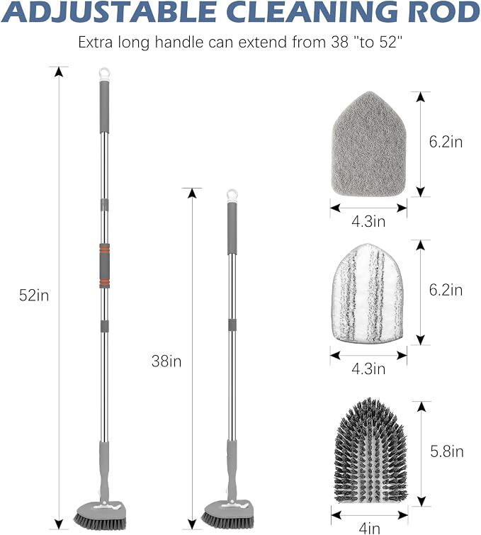 SetSail Tile Tub Scrubber Brush 3-in-1 Long Handle Shower Scrubber, 180° - Image 2
