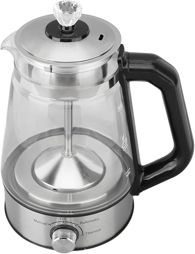 Electric Kettle, 1.2L Transparent Glass Electric Heat Preservation Electric Tea Kettle Tea Kettle Electric with Steam Spraying for Home Office