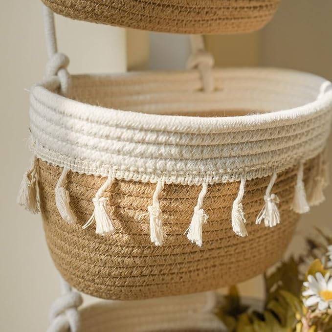 TeoKJ 3-Tier Cotton Rope Baskets - Image 3