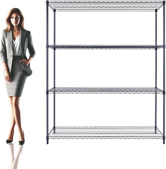 NSF Commercial 4-Tier Wire Shelving with Wheels, 60"x24"x72" Heavy Duty Metal Shelves 3200 lbs Max Capacity, Black Storage Rack for Garage Kitchen Pantry Warehouse