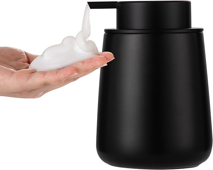 Enra Black Foaming Soap Dispenser, Ceramic Foam Soap Dispenser Bathroom | 12oz by Enra