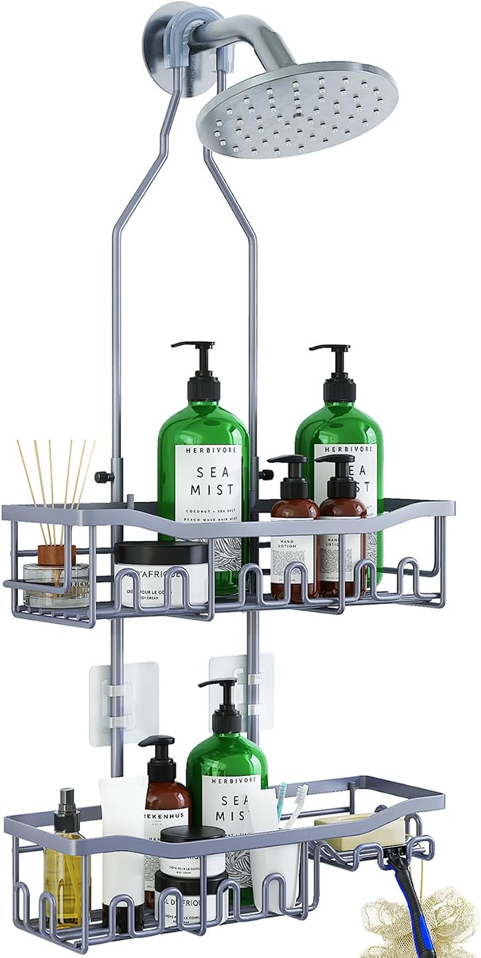 Upgraded Extended Length Shower Caddy Over Showerhead No Blocking to Showerhead by Joqixon