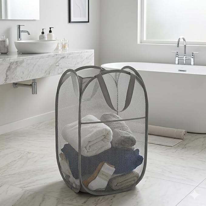 Mesh Large Pop Up Laundry basket, Collapsible Laundry Hampers - Image 6