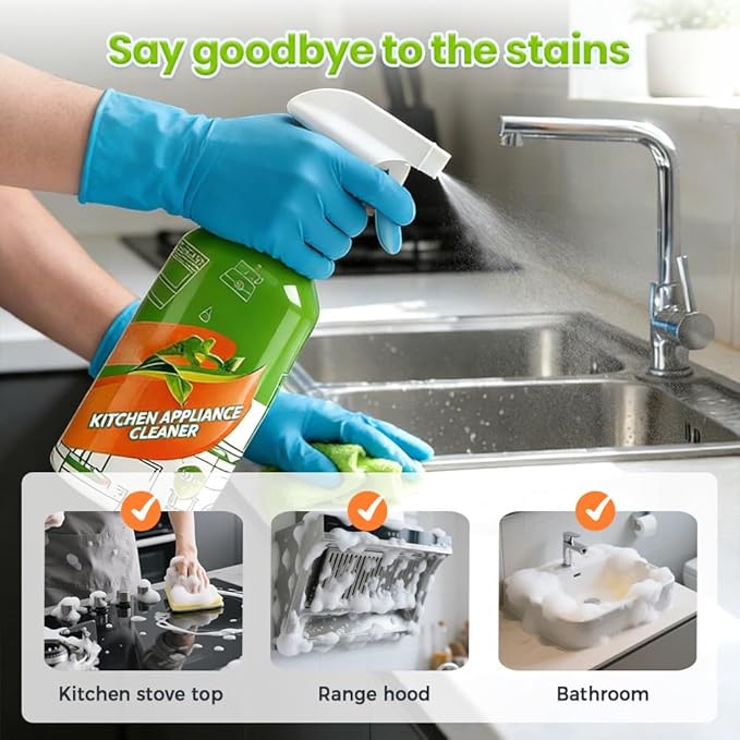 300mL Kitchen Cleaner Spray, 2026 New Cleanse Natural Enzyme Formula to Household Appliances, Clease Multi-Purpose Cleaner, Kitchen Appliance Cleaner for Hold, Stove, Oven, Range Hood (3, 300ml)