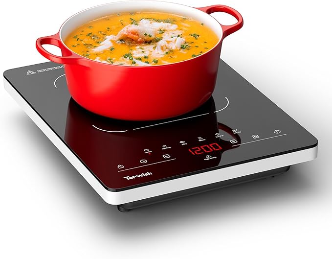 Portable Electric Stove,110V Electric Hot Plate Single Burner Electric Cooktop Countertop Burner with 6 Preset Functions,10 Power Levels,LED Touch Control, Child Lock &Timer