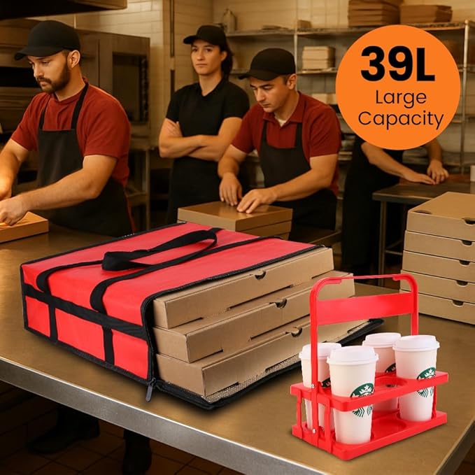 Bodaon Insulated Bag-Pizza Bags for Delivery & Plastic Portable Drink Carrier，20"x 20"x 6" Doordash Warmer/Hot Food BCarrier Box，Termicas/Warming/Heat Carrying out Insulation Large Bag, Keeping Cooler