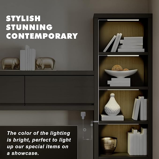 Natural White 4 Pack Dimmable Shelf Lighting with Memory Function, 12 inch 4000K Bookshelf Lighting, LED Lights for Display Case/Pantry/Closet/Safe