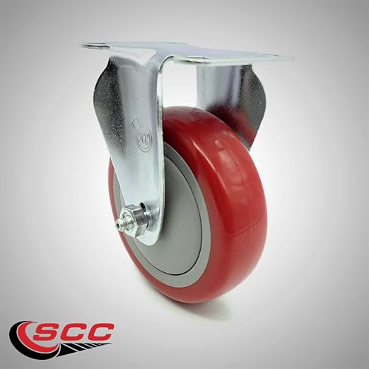 Service Caster Brand Replacement Caster for Uline Caster H-7448R - Stainless Steel Rigid Top Plate Caster with 4 Inch Red Polyurethane Wheel - Fits Carts and Platform Trucks H-3352