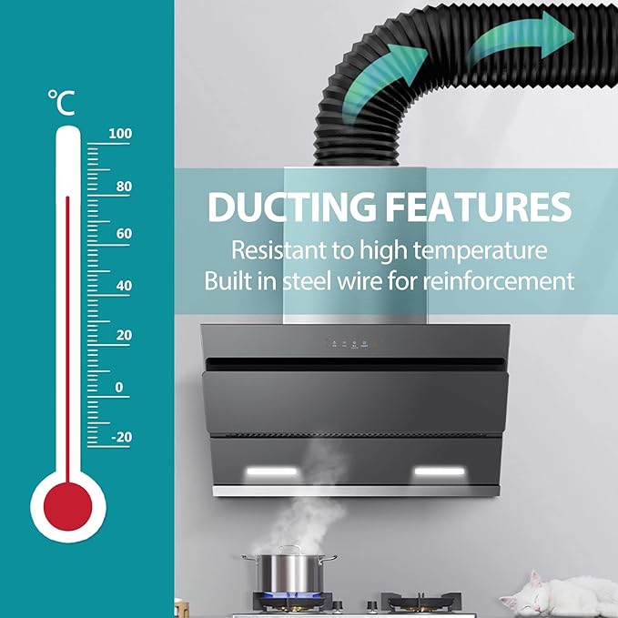 HG Power 6 Inch 8 FT Air Ducting, Flexible Aluminum Dryer Vent Hose, Heavy-Duty Dryer Hose with 2 Clamps, Dryer Duct Kit for HVAC Ventilation Heating Cooling Exhaust