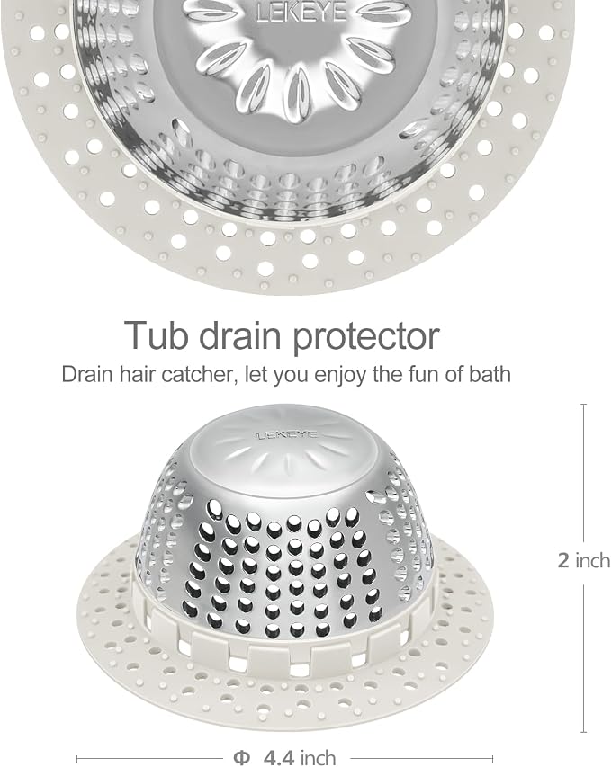 LEKEYE Shower Drain Hair Catcher/Shower Drain Cover/Drain Protector - Image 3